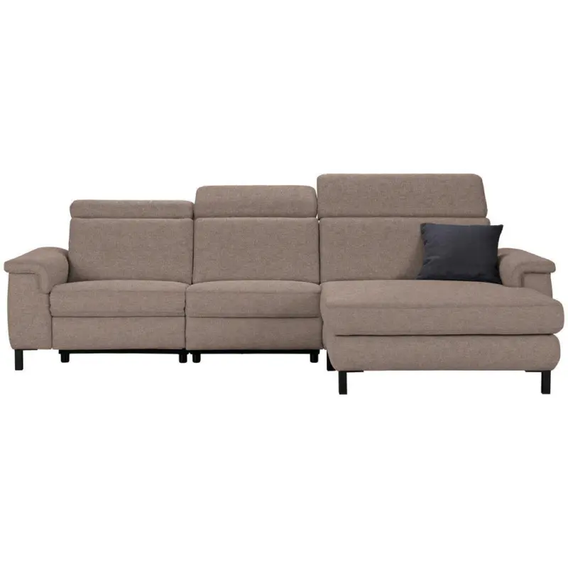Ecksofa in Flachgewebe Taupe 304/182 cm