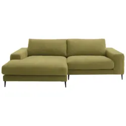 Ecksofa in Flachgewebe Hellgr&uuml;n 177/253 cm