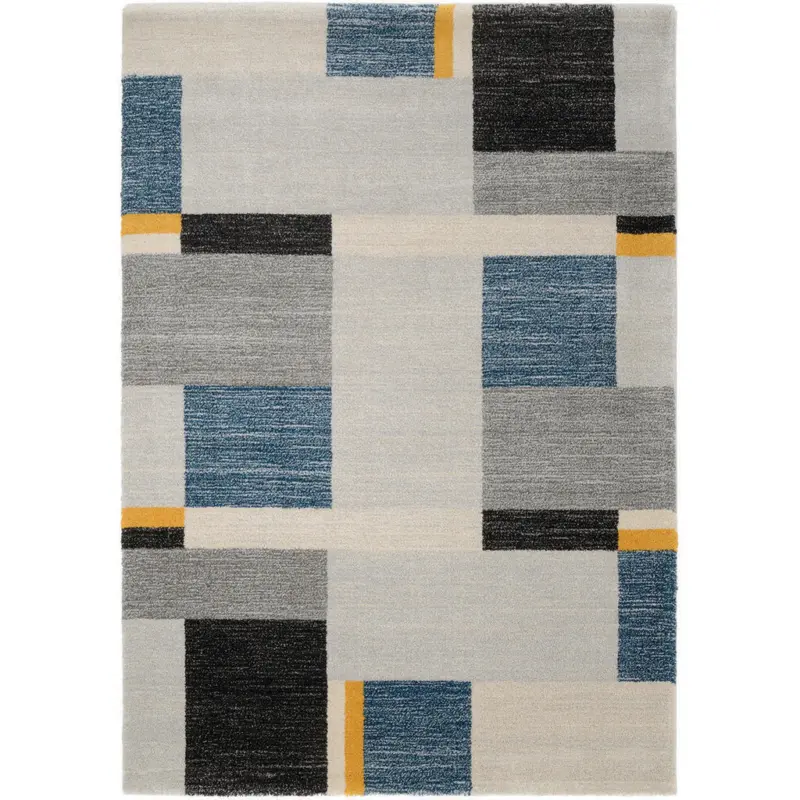 Webteppich 140/200 cm Palazzo Bloc Blau, Gelb, Grau