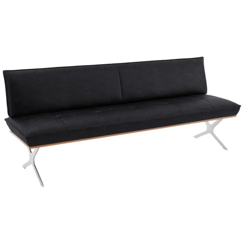 Sitzbank 194/88/66 cm in Schwarz, Nussbaumfarben, Nickelfarben