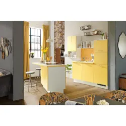 K&uuml;chenleerblock 270 cm in Gelb, Wei&szlig;