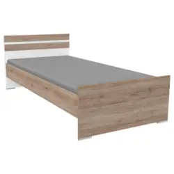 Bett 90/200 cm in Wei&szlig;, Eiche San Remo