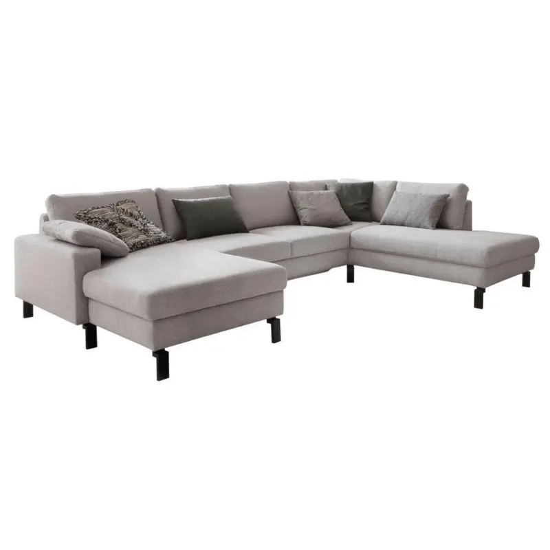 Wohnlandschaft in Flachgewebe Hellgrau