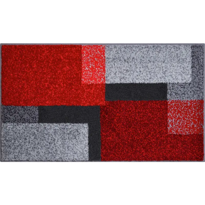 Badteppich Grau, Rot, Schwarz 70/120 cm