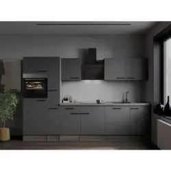 K&uuml;chenblock 310 cm in Grau, Eichefarben