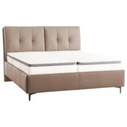 Polsterbett Matratze, Lattenrost, Topper Hellbraun 160/200 cm