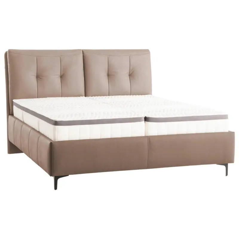 Polsterbett Matratze, Lattenrost, Topper Hellbraun 160/200 cm