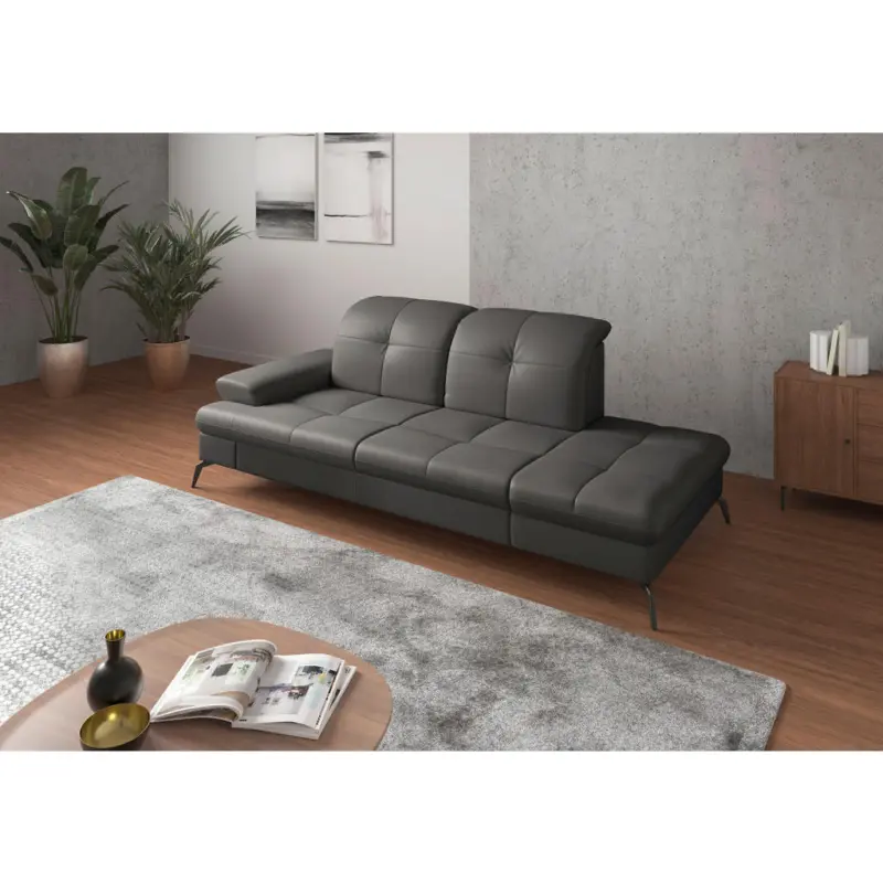 R&eacute;camiere in Vliesstoff Kombination Echtleder/Stoff Anthrazit