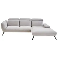 Ecksofa in Cord Hellgrau 301/196 cm