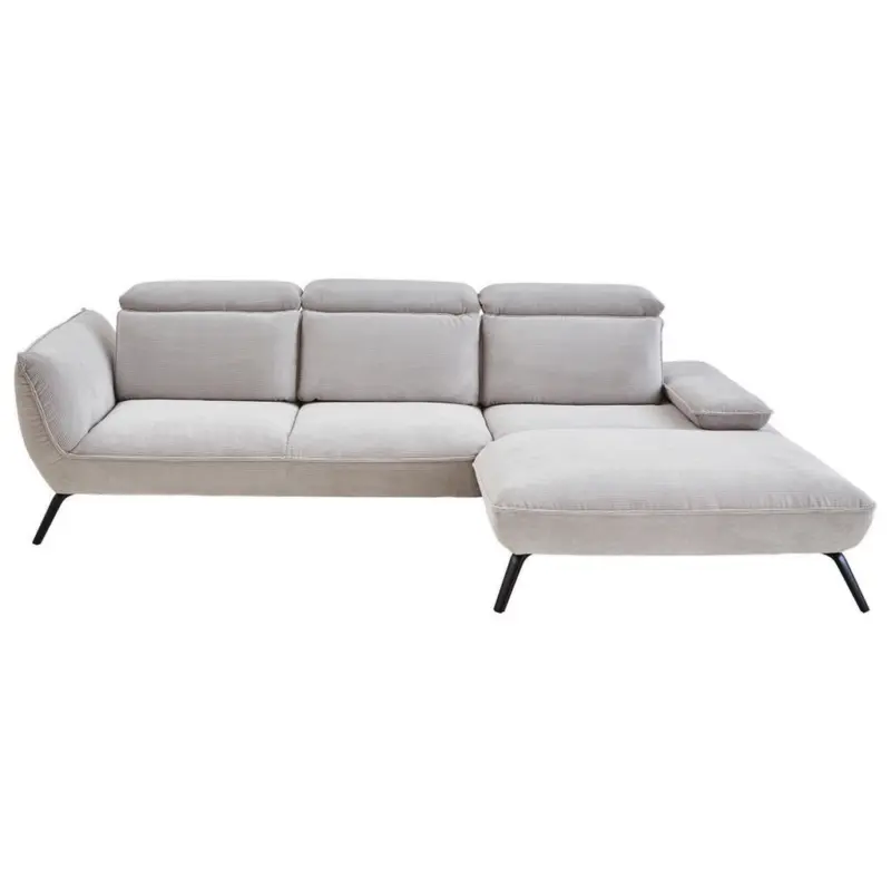 Ecksofa in Cord Hellgrau 301/196 cm