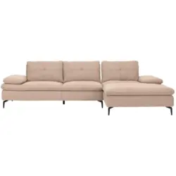 Ecksofa in Webstoff Hellbraun 301/179 cm