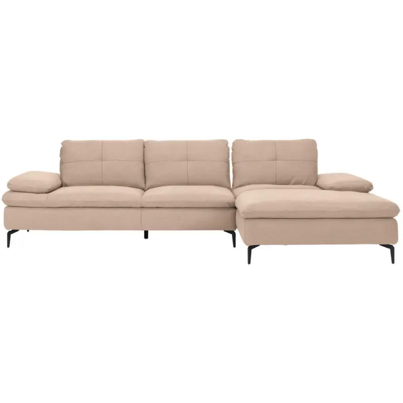 Ecksofa in Webstoff Hellbraun 301/179 cm