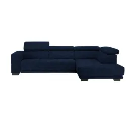 Ecksofa in Mikrofaser Dunkelblau 301/207 cm
