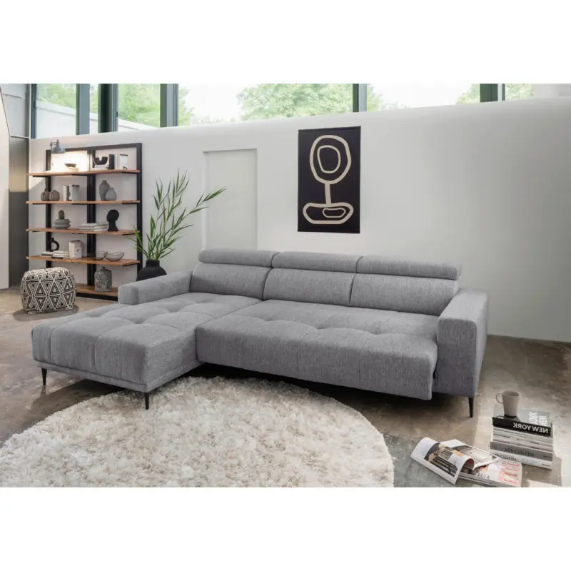 Ecksofa in Chenille Dunkelgrau 188/276 cm