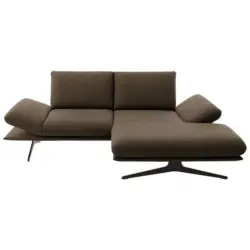 Ecksofa in Flachgewebe Dunkelbraun 234/155 cm