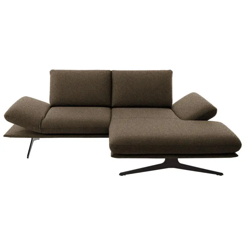 Ecksofa in Flachgewebe Dunkelbraun 234/155 cm
