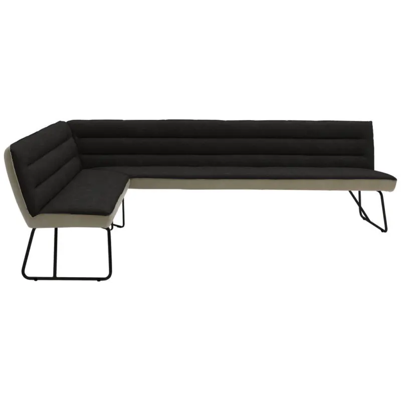 Eckbank 184/304 cm in Anthrazit, Schwarz, Greige