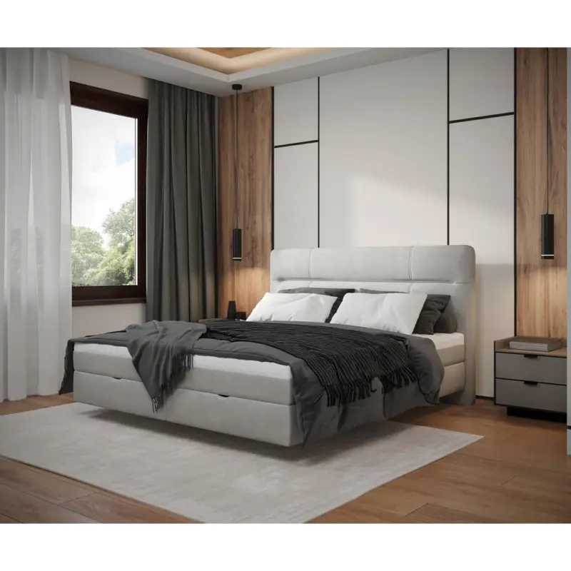 Boxbett 180/200 cm in Hellgrau