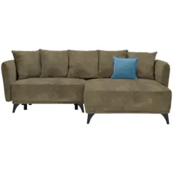 Ecksofa in Chenille Dunkelgrau 255/172 cm