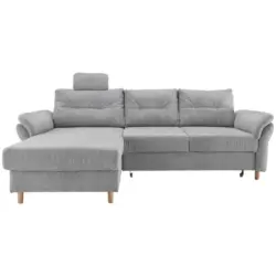 Ecksofa in Chenille Silberfarben