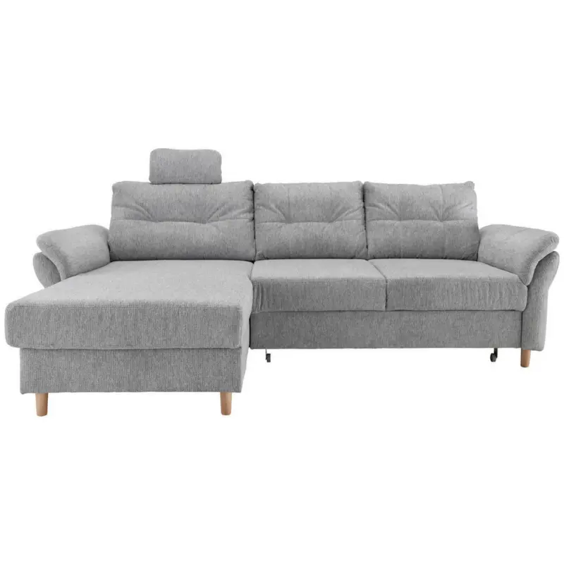 Ecksofa in Chenille Silberfarben