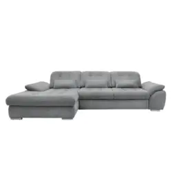 Ecksofa in Chenille Silberfarben