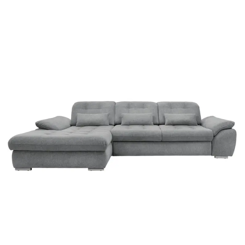 Ecksofa in Chenille Silberfarben
