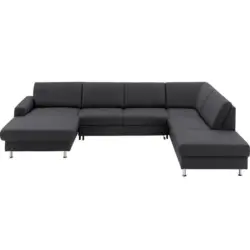 Wohnlandschaft in Echtleder Anthrazit