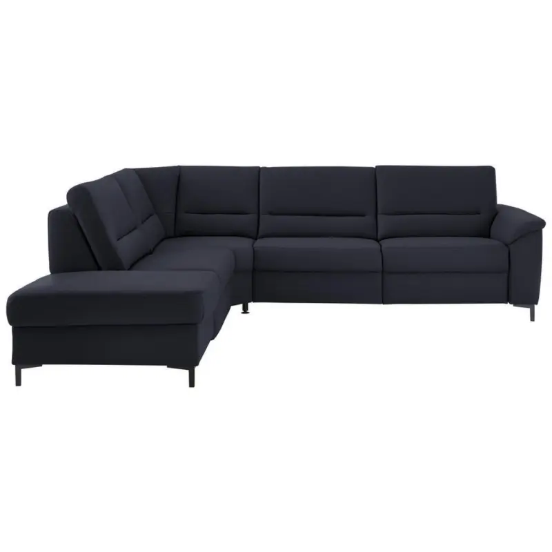 Ecksofa in Echtleder Dunkelblau 249/290 cm