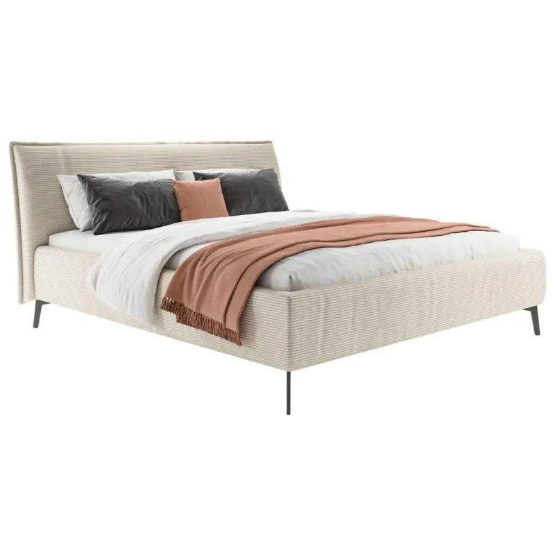 Polsterbett gepolstertes Kopfteil Creme 160/200 cm