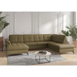 Wohnlandschaft Zora E in Echtleder Olivgr&uuml;n