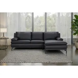 Ecksofa in Echtleder Schwarz 248/158 cm