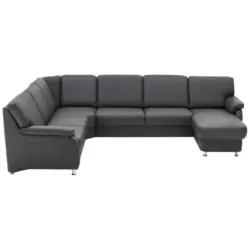 Wohnlandschaft in Echtleder Anthrazit