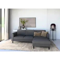 Eckschlafsofa in Struktur Anthrazit Modern