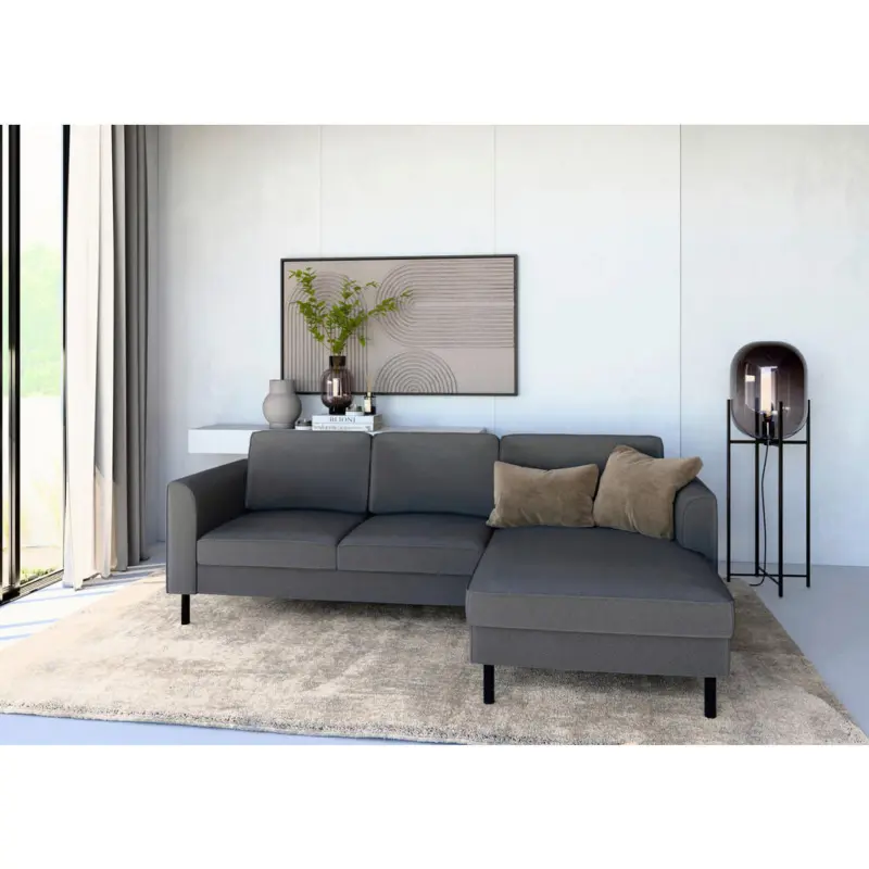 Eckschlafsofa in Struktur Anthrazit Modern