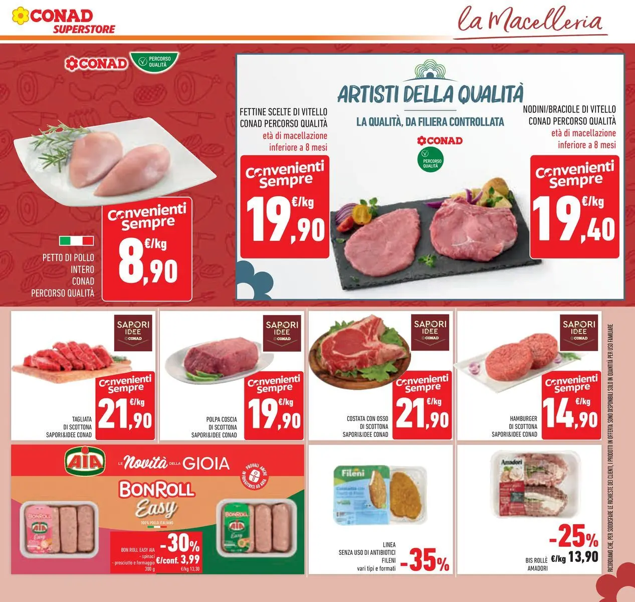 Volantino Conad dal 24/02/2026 > Anteprima | Pagina: 13 | Prodotti: Petto di Pollo, Formaggio, Prosciutto, Hamburger