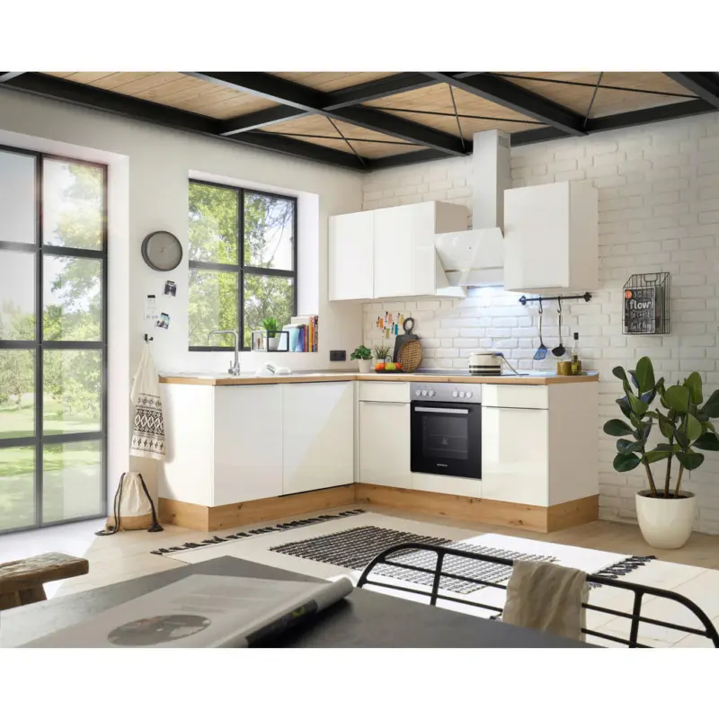 Eckk&uuml;che 220/170 cm in Wei&szlig;, Wei&szlig; Hochglanz