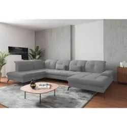 Wohnlandschaft in Flachgewebe Grau