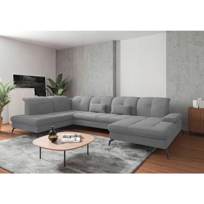 Wohnlandschaft in Flachgewebe Grau