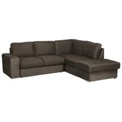 Ecksofa in Mikrofaser Dunkelbraun 248/213 cm