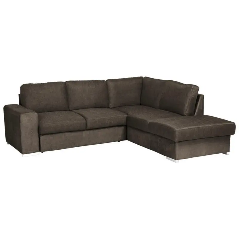 Ecksofa in Mikrofaser Dunkelbraun 248/213 cm