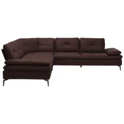Ecksofa in Echtleder Dunkelbraun 298/298 cm