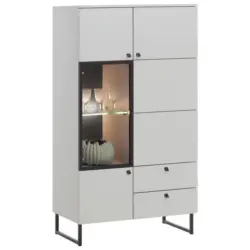 Vitrine in Schwarz, Grauwei&szlig;