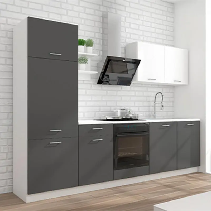 K&uuml;chenleerblock 270 cm in Grau, Wei&szlig;