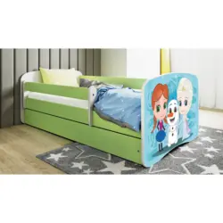 Kinder-/Juniorbett 80/160 cm in Gr&uuml;n, Wei&szlig;