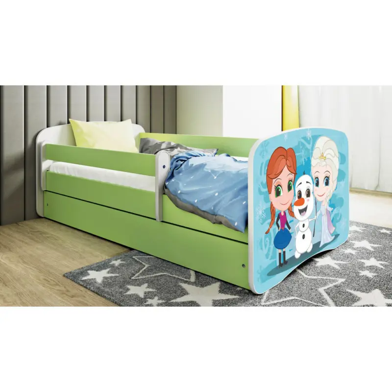 Kinder-/Juniorbett 80/160 cm in Gr&uuml;n, Wei&szlig;