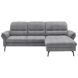 Ecksofa in Flachgewebe Grau 260/181 cm