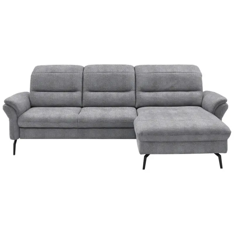 Ecksofa in Flachgewebe Grau 260/181 cm