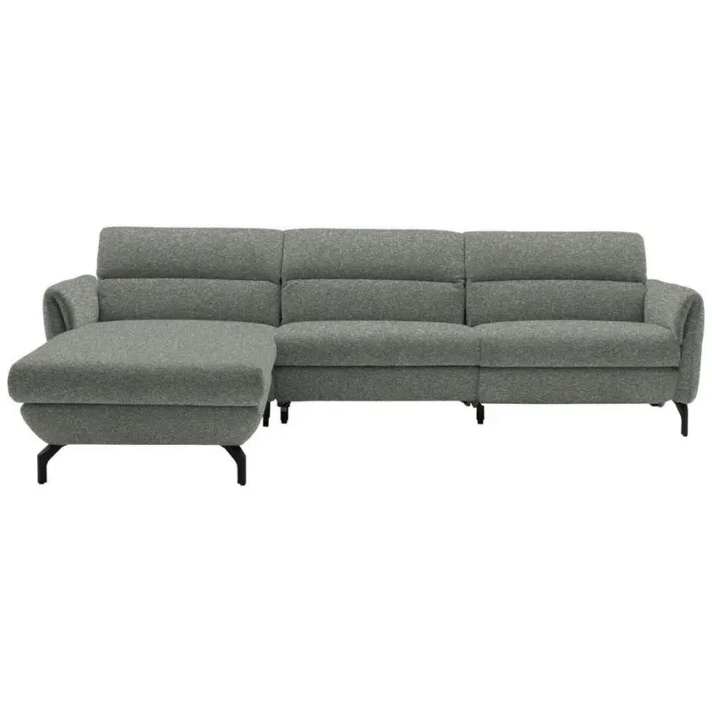 Ecksofa in Chenille Graublau 187/299 cm
