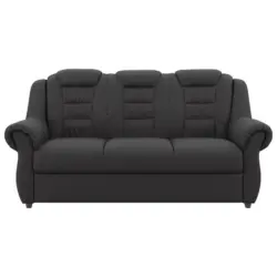 3-Sitzer-Sofa in Lederlook Schwarz